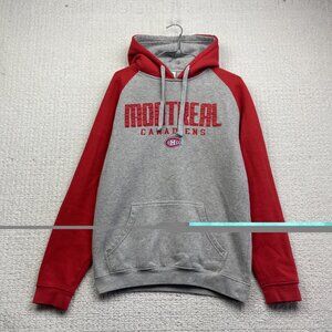 Y2K Montreal Canadiens Grey / Red Hoodie NHL Ice Hockey Pullover Men Sz S VTG